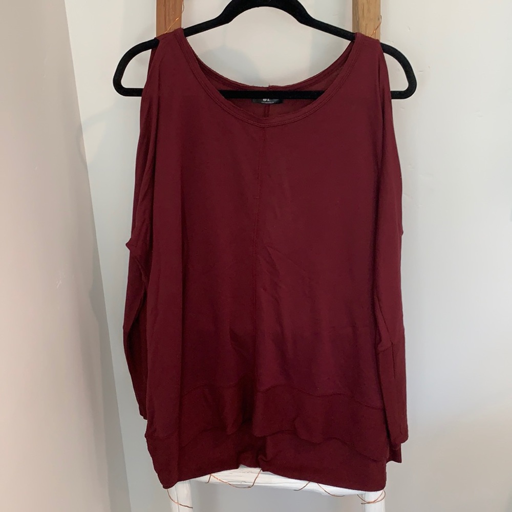 Culture Phit Tunic Top w/ Open Sleeve (Dark Red, M)